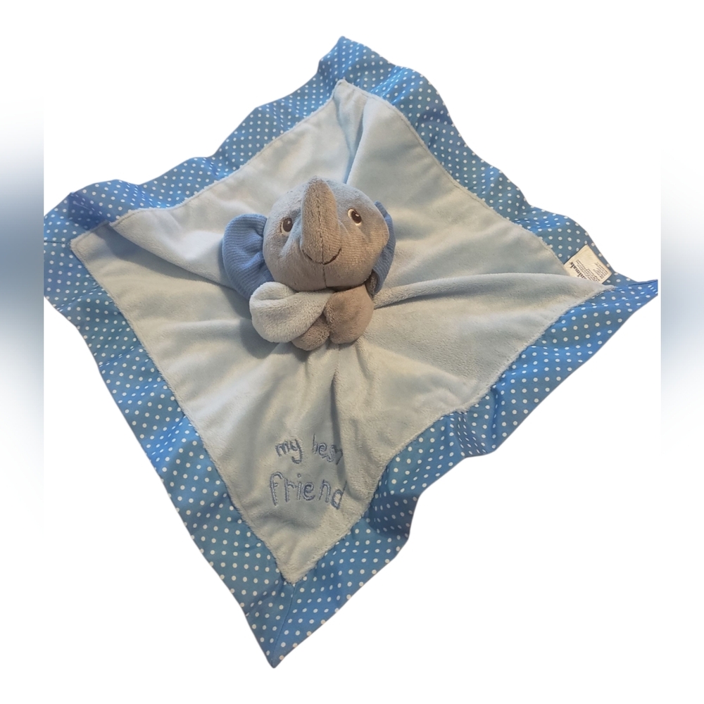 Garanimals Elephant Lovey Security Blanket Baby BEST FRIEND Blue/white Poka Dot